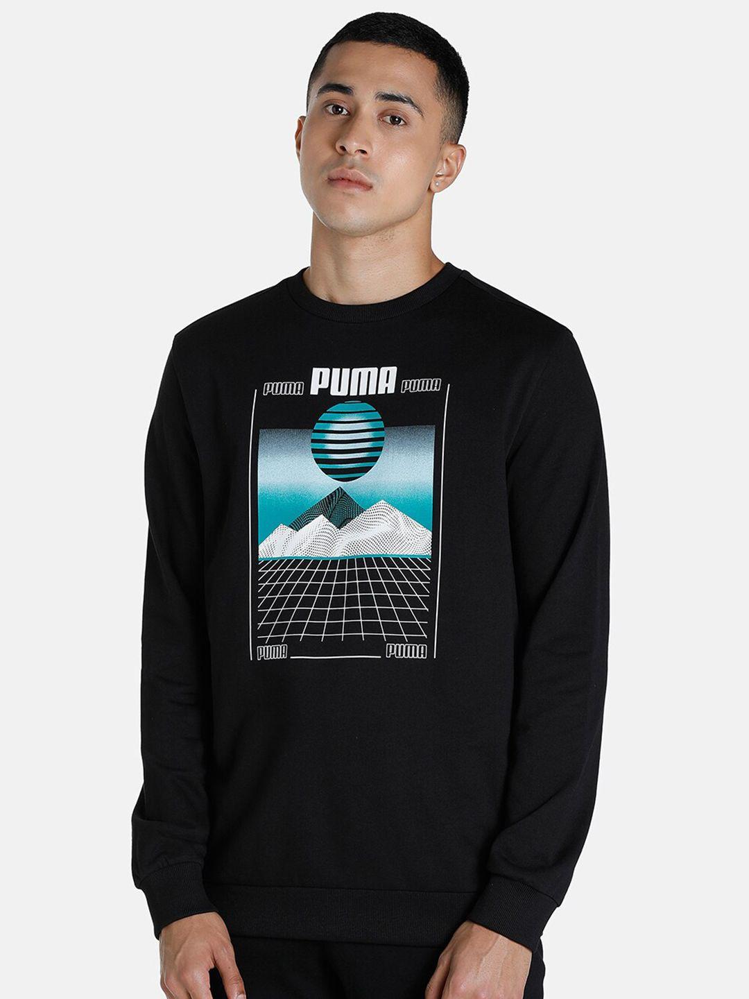 puma men black 3d graphic crew sweatshirt