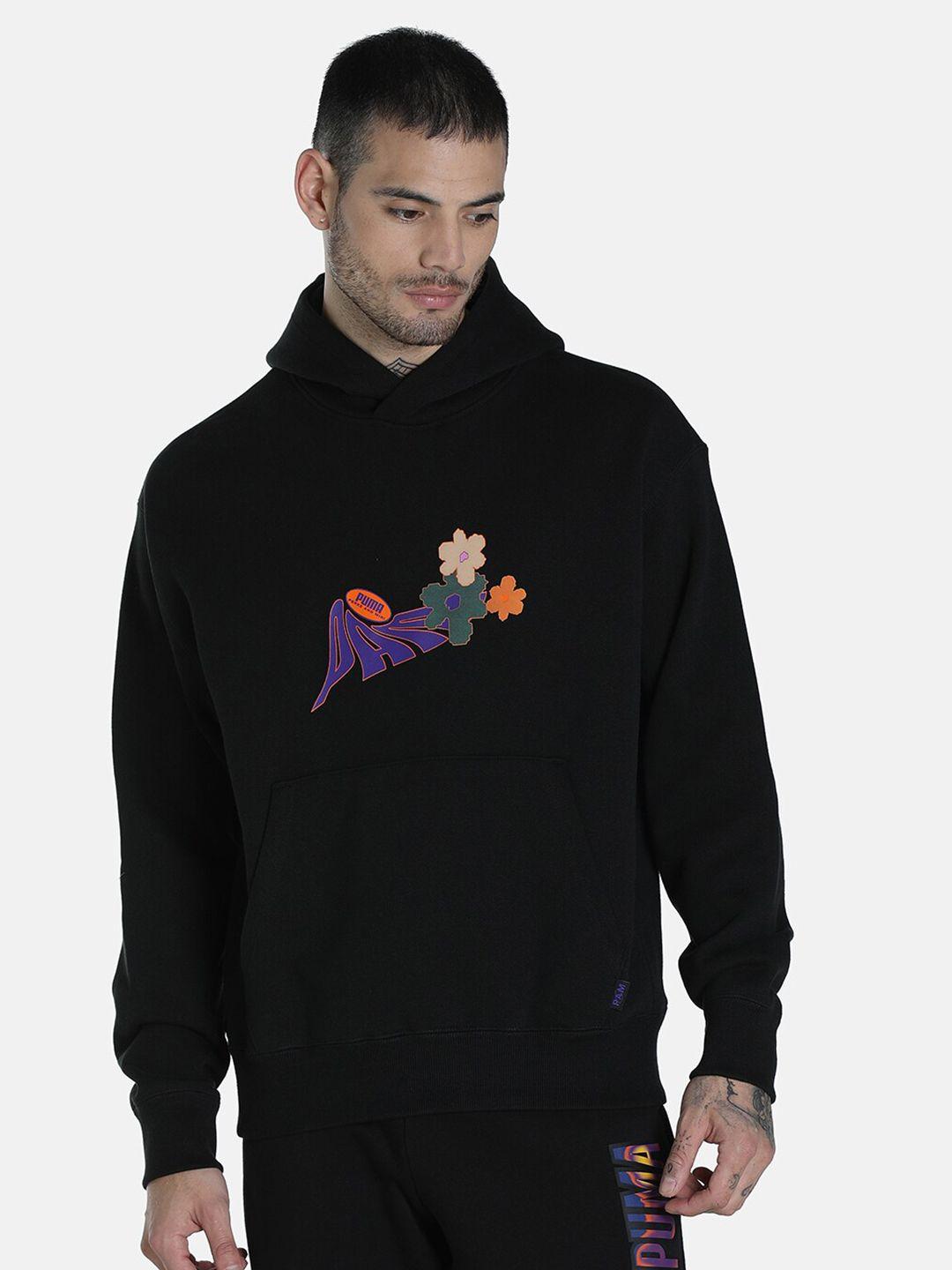 puma men black cotton puma x p.a.m. hooded sweatshirt