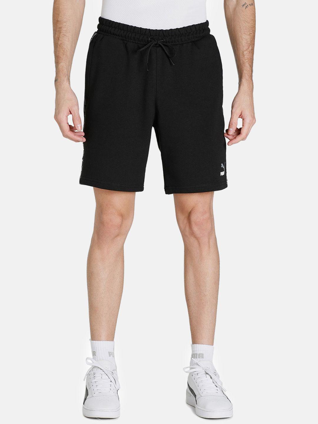 puma men black cotton sports shorts