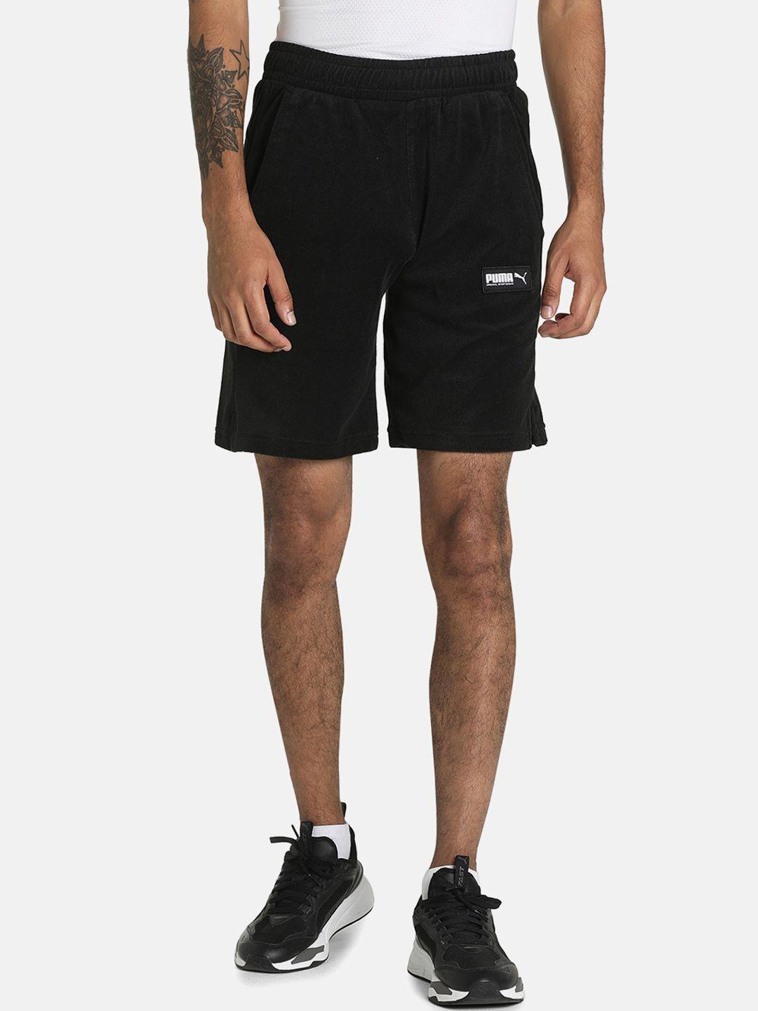 puma men black fusion toweling sports shorts