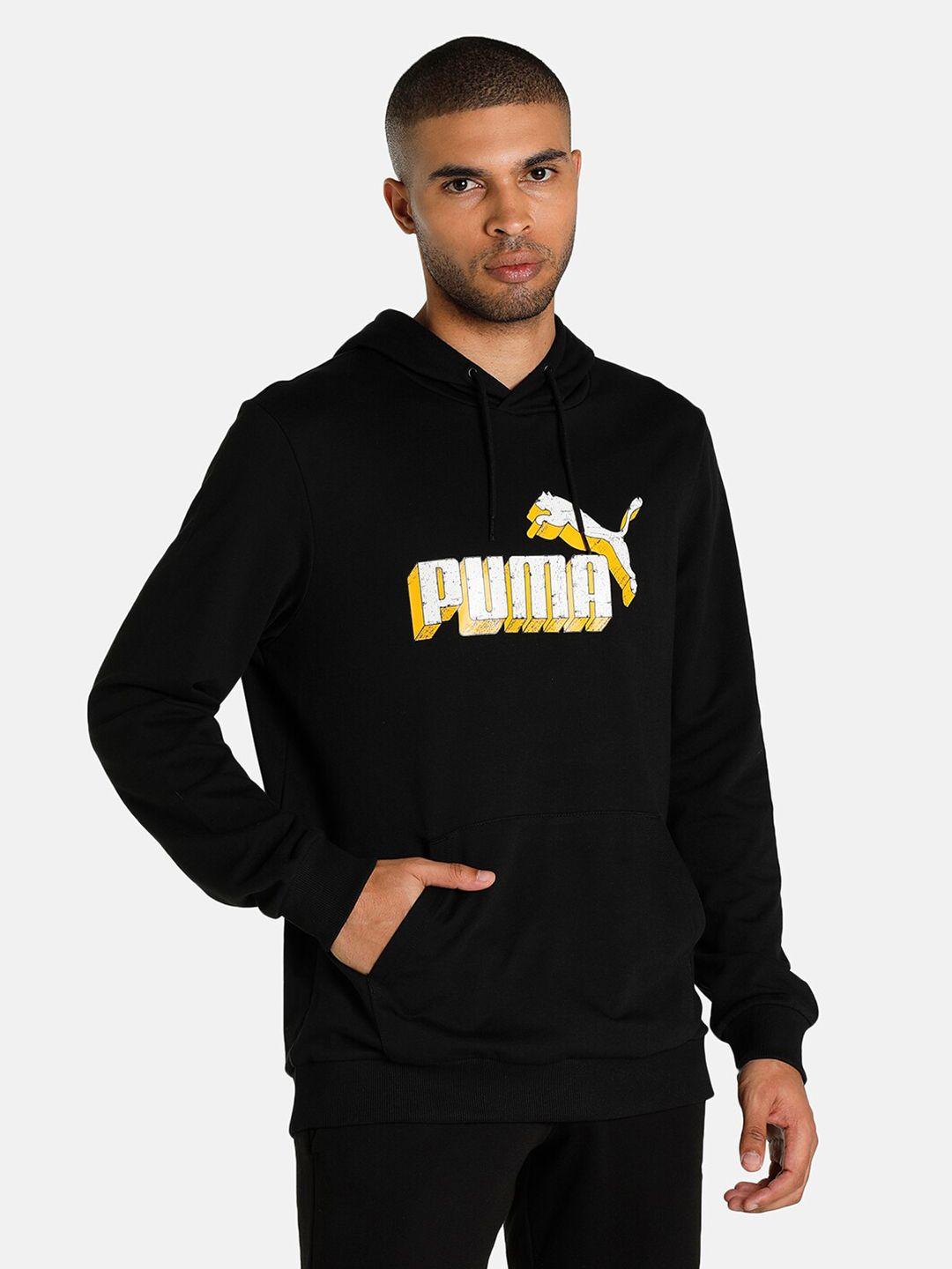 puma men black printed cotton graphic hoodie sweatshirt