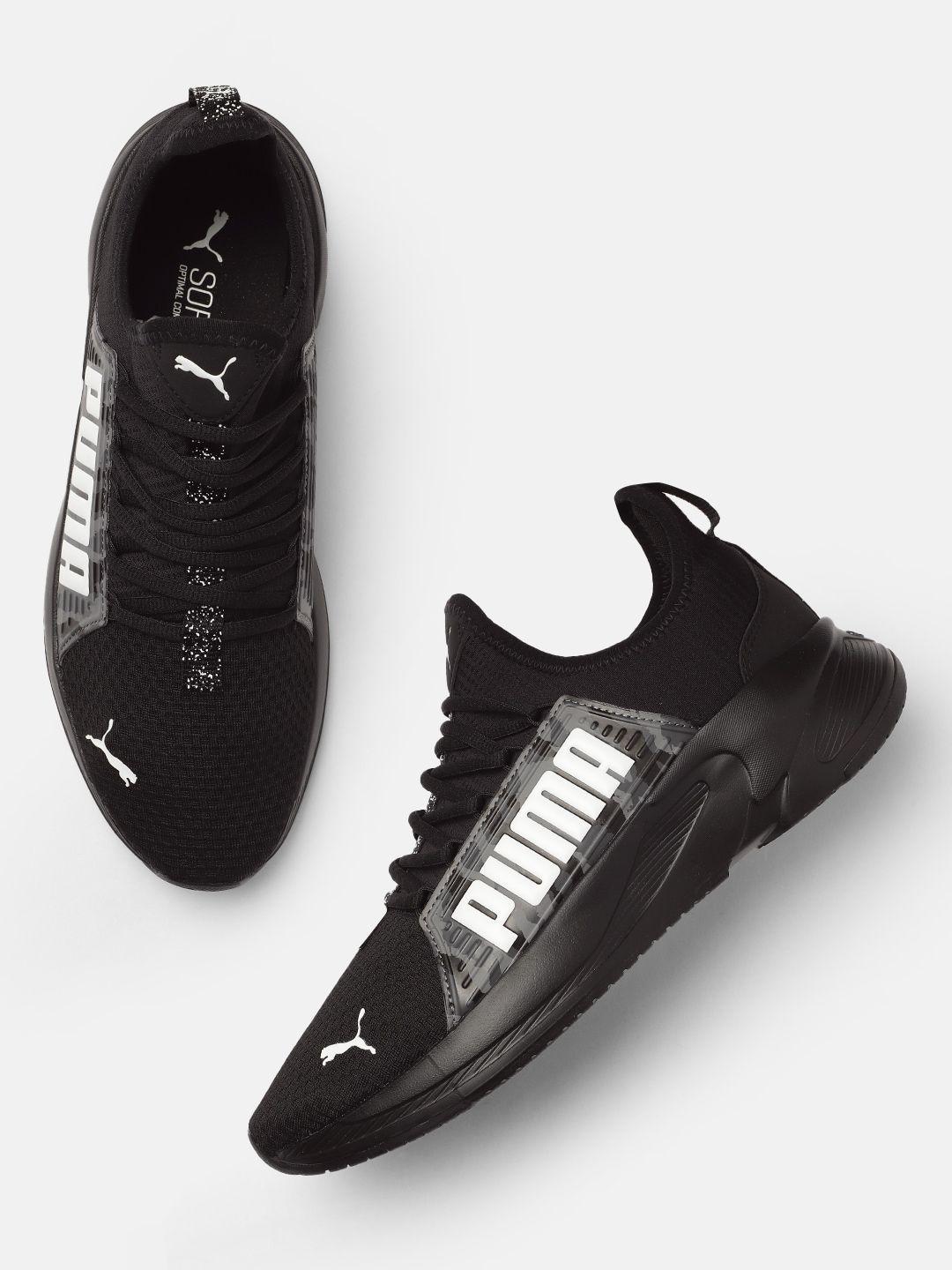 puma men black softride premier slipon camo running shoes