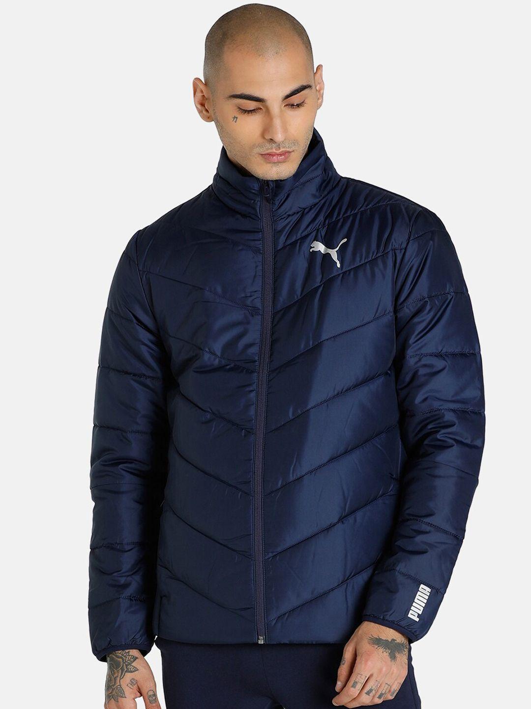 puma men blue brand logo warmcell lightweight slim fit padded jacket