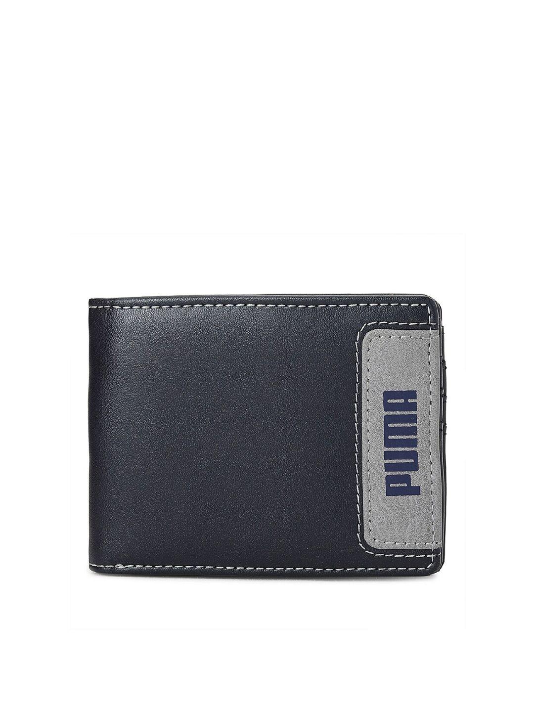 puma men blue pu two fold wallet