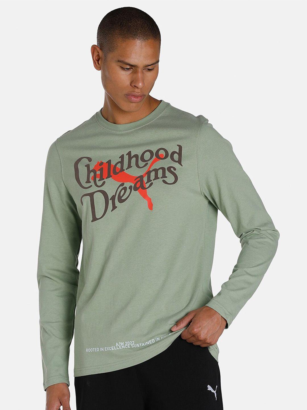 puma men green & orange childhood dreams long-sleeve basketball t-shirt