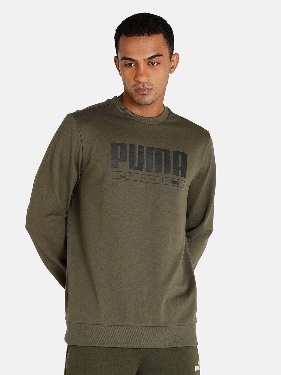 puma men green printed sweatshirt