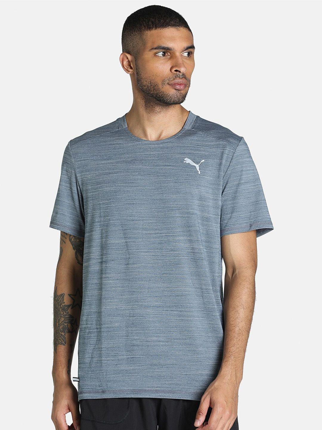 puma men grey & off white cloudspun running brand logo t-shirt