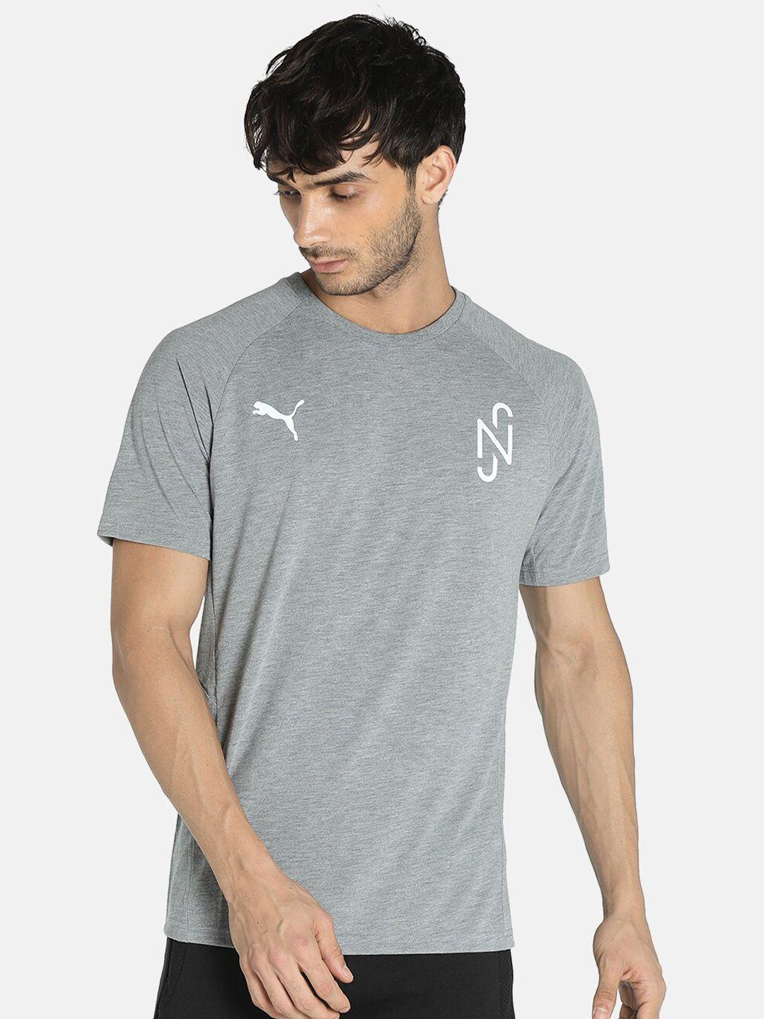 puma men grey & white neymar jr. evostripe printed t-shirt