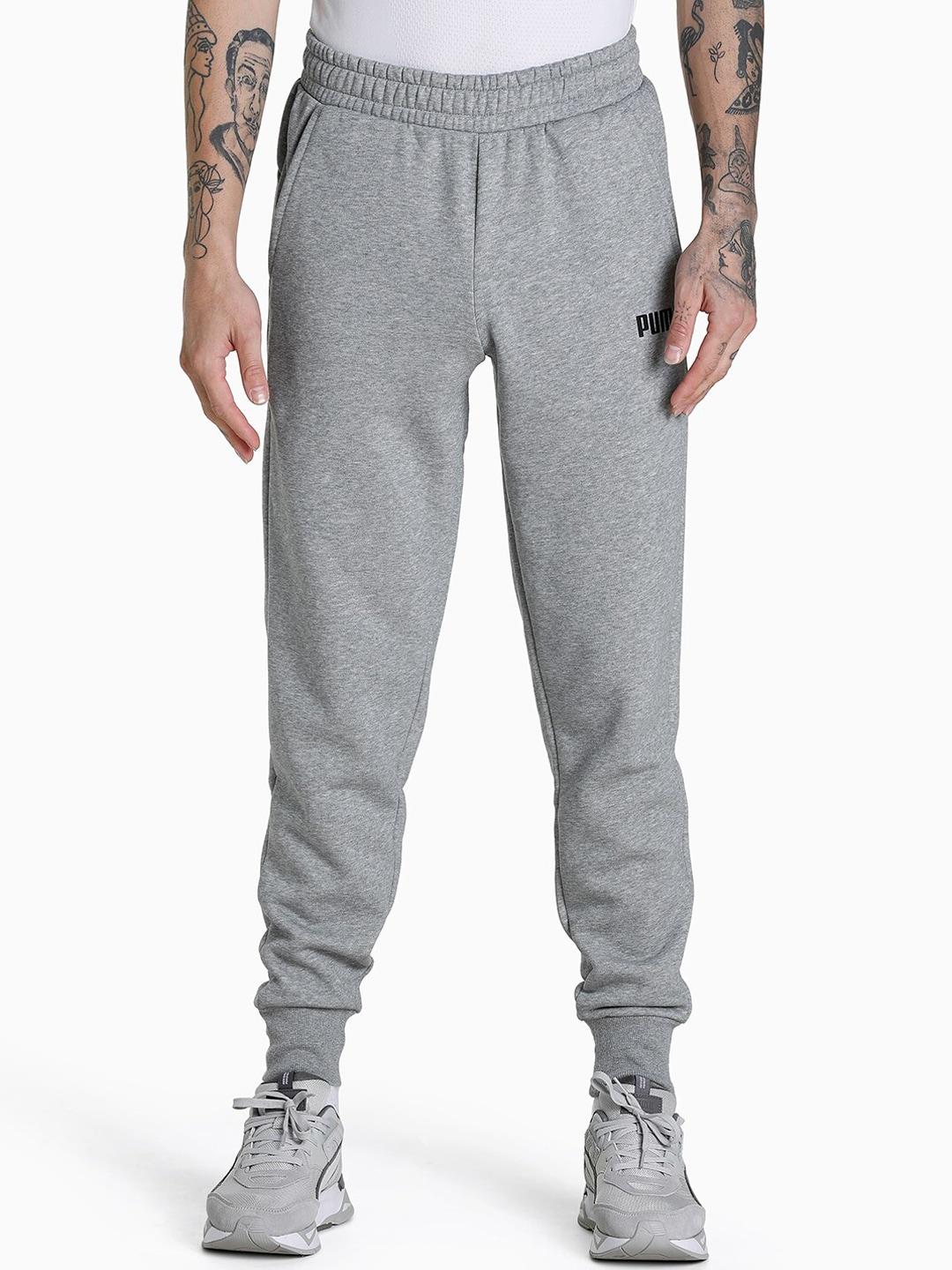 puma men grey essential regular fit kintted pants