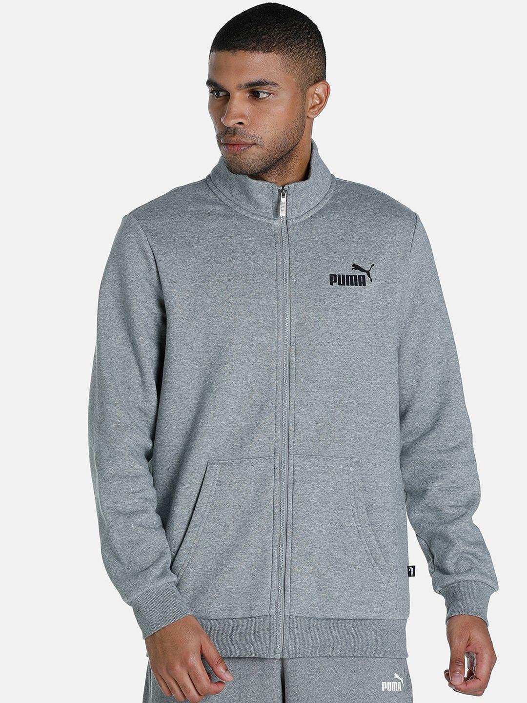 puma men grey essential regular fit track jacket