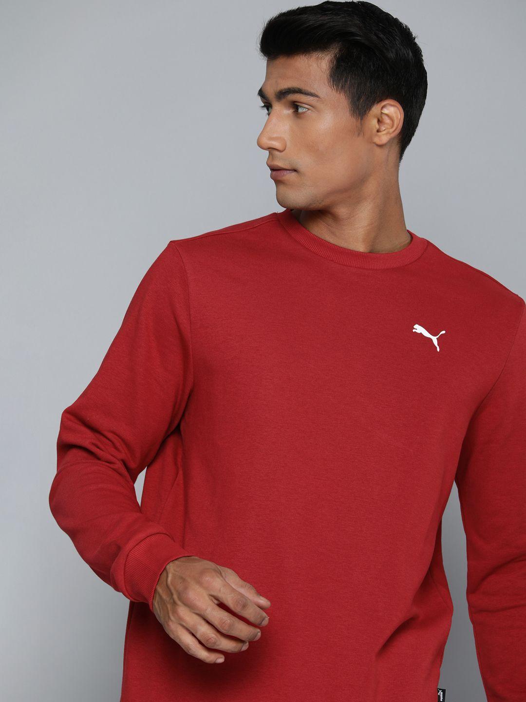 puma men maroon brand logo printed pullover sweatshirt
