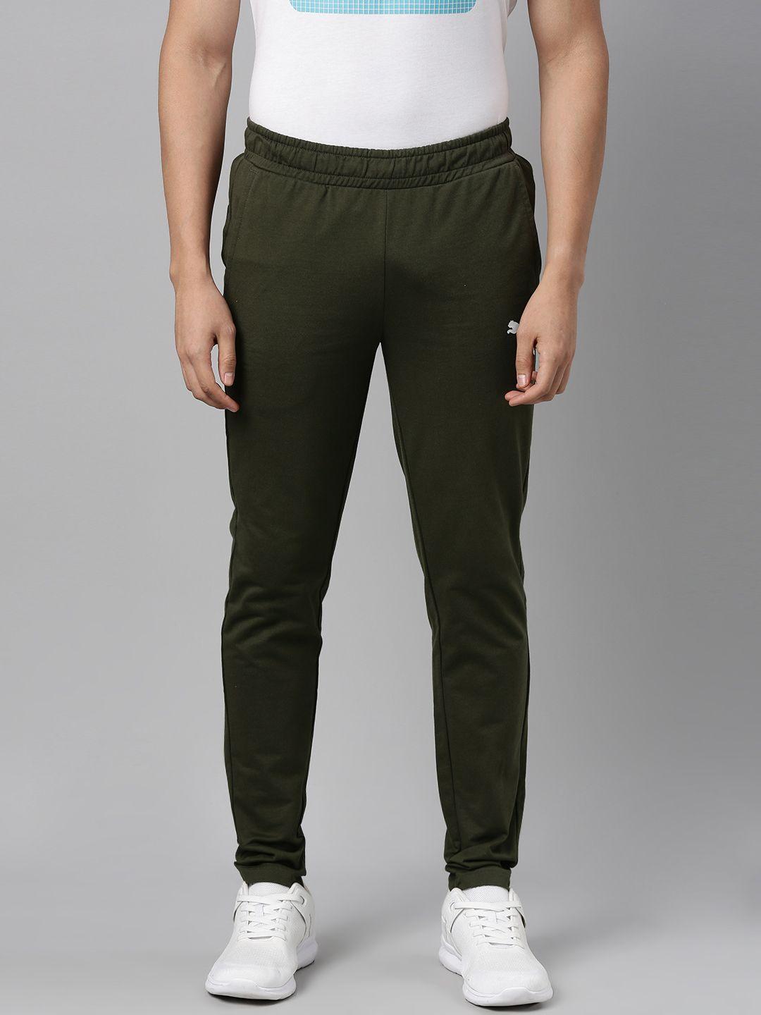 puma men olive green graphic 9 brand logo placement print track pant