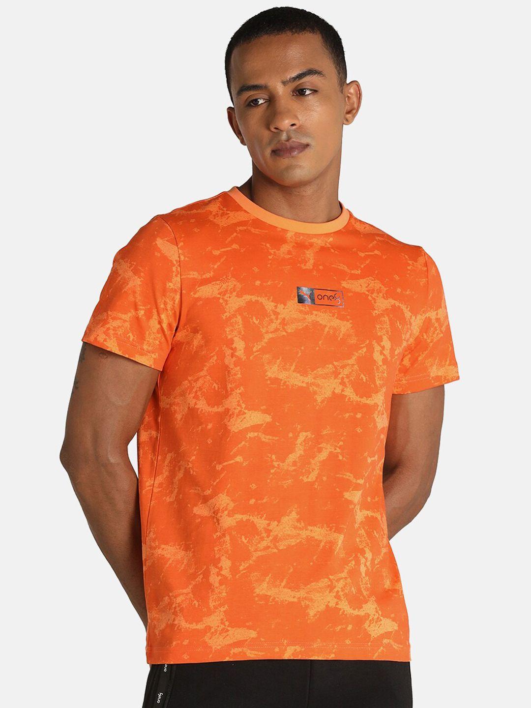 puma men orange printed slim fit one8core virat kohli aop t-shirt