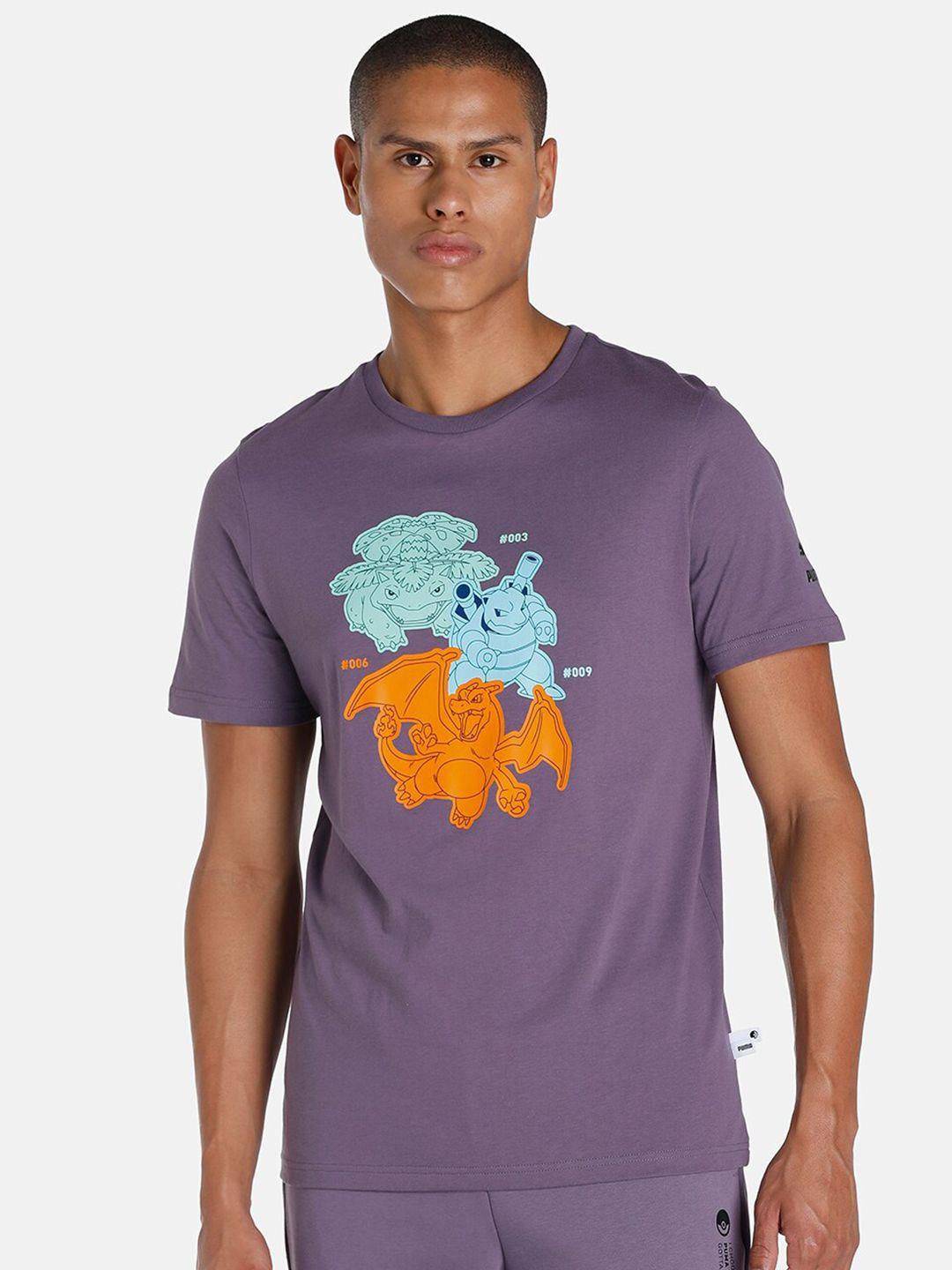 puma men purple x pokmon outdoor cotton t-shirt