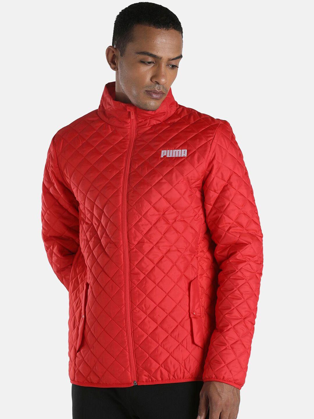 puma men red quilted jacket