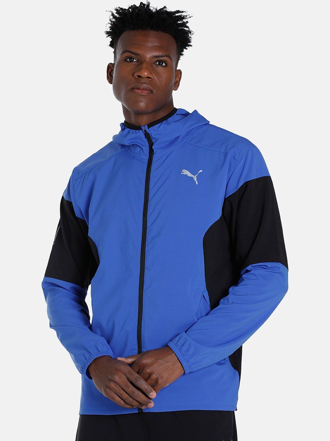 puma men run lightweight colourblocked hooded sports jacket