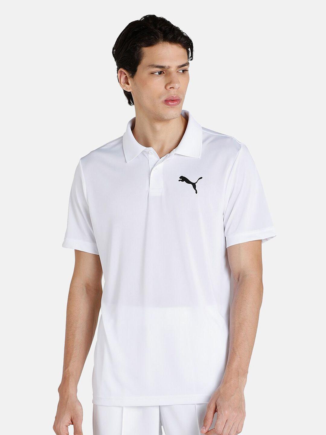 puma men white polo collar t-shirt