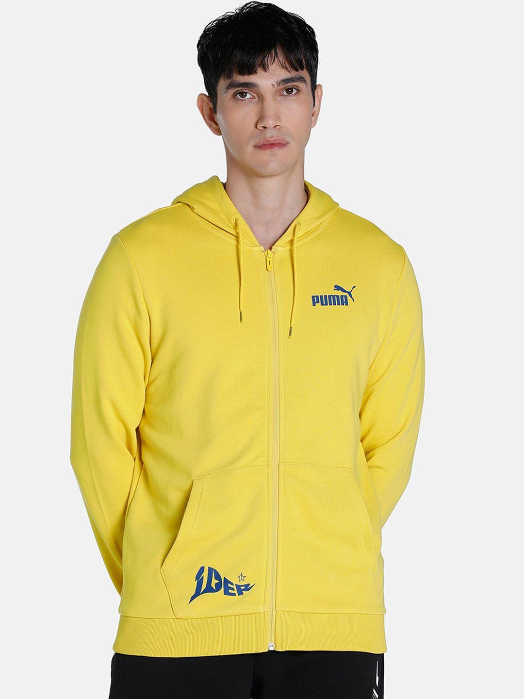 puma men yellow puma x 1der kl rahul core logo hoodie