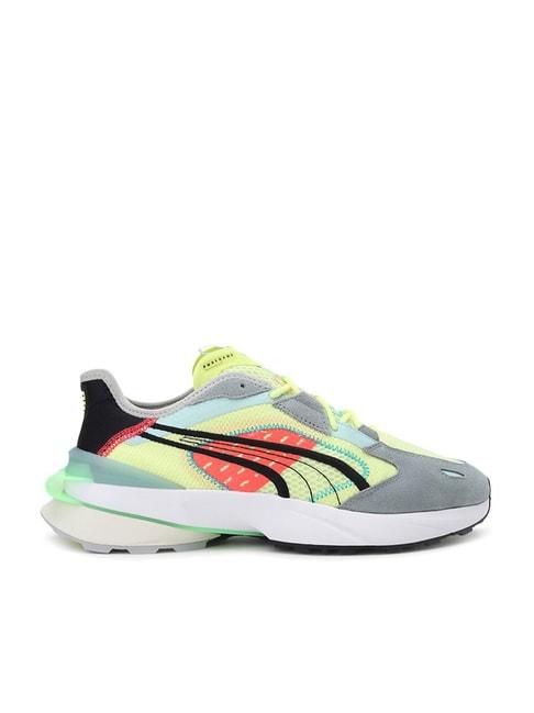 puma men's pwrframe op 1 abstract trainers fluorescent yellow casual sneakers