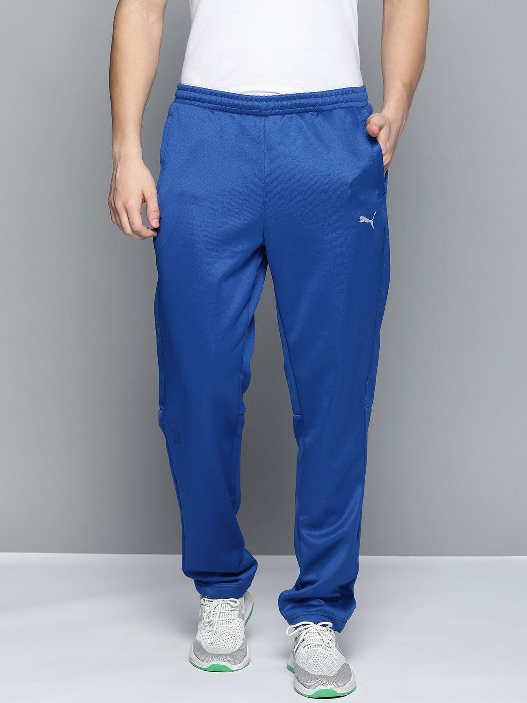 puma motorsport men blue brand logo printed ferrari style drycell slim fit sustainable track pants