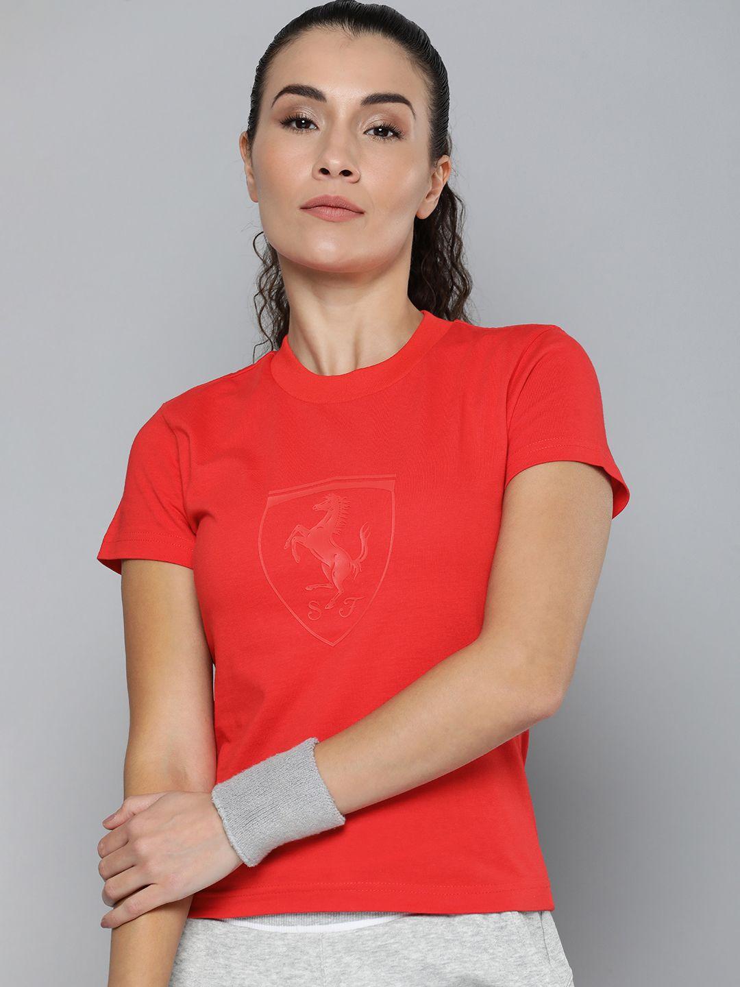 puma motorsport scuderia ferrari babydoll printed pure cotton slim fit t-shirt