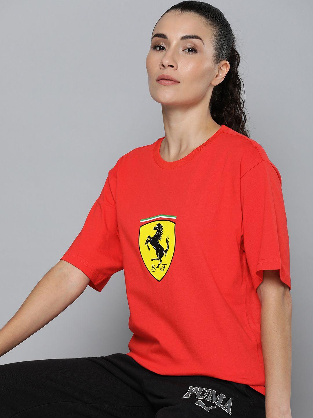 puma motorsport scuderia ferrari graphic printed relaxed fit pure cotton t-shirt