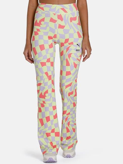 puma multicolor checkered high rise trousers