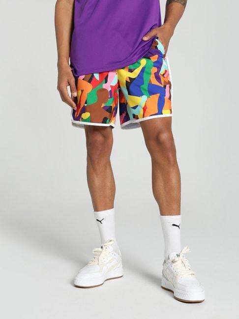 puma multicolored relaxed fit printed sports shorts