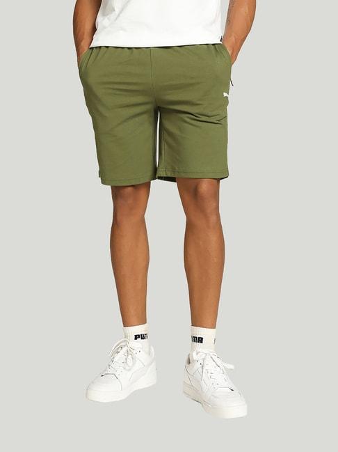 puma olive regular fit cotton shorts