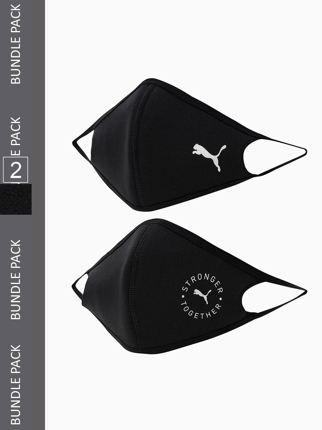 puma pack of 2 brand logo printed outdoor running face masks