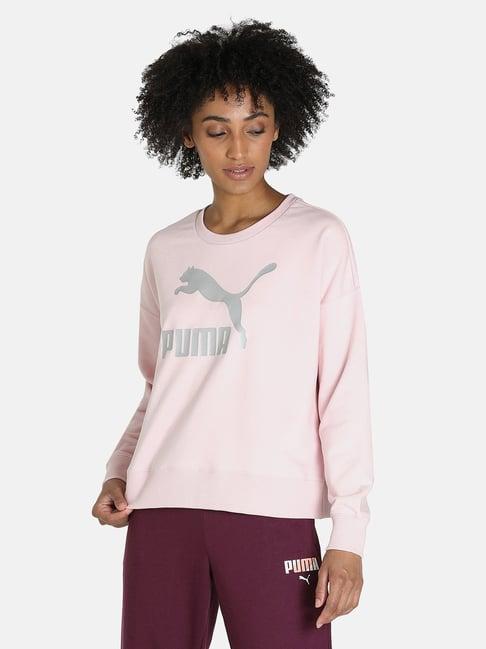puma pink logo printed pullover