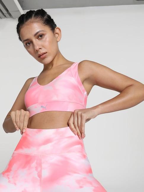 puma pink printed sports bra