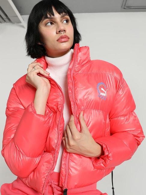 puma pink relaxed fit puffer jacket