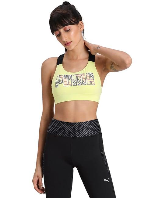 puma sunny lime under wired lightly padded sports bra
