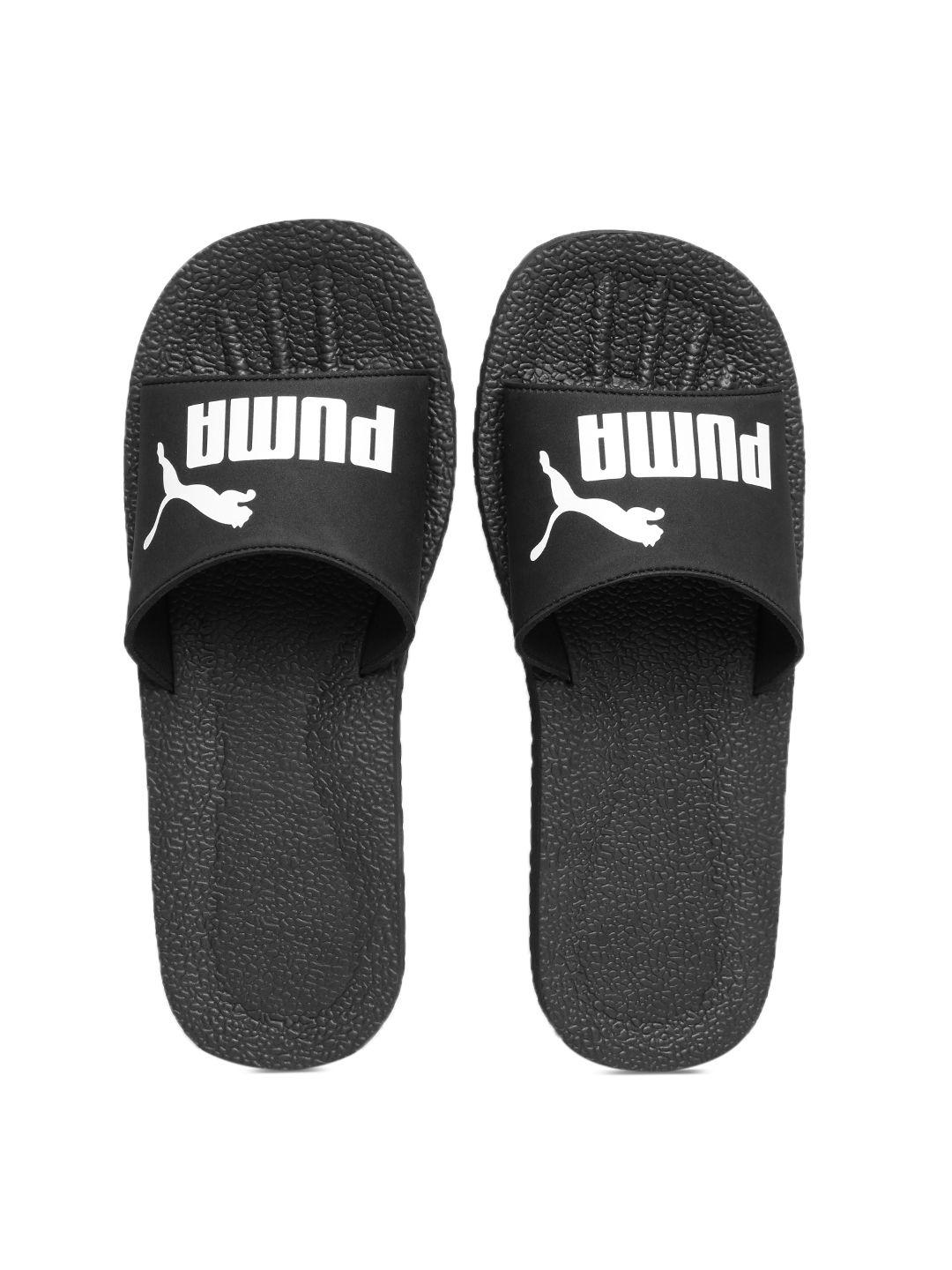 puma unisex black purecat flip-flops