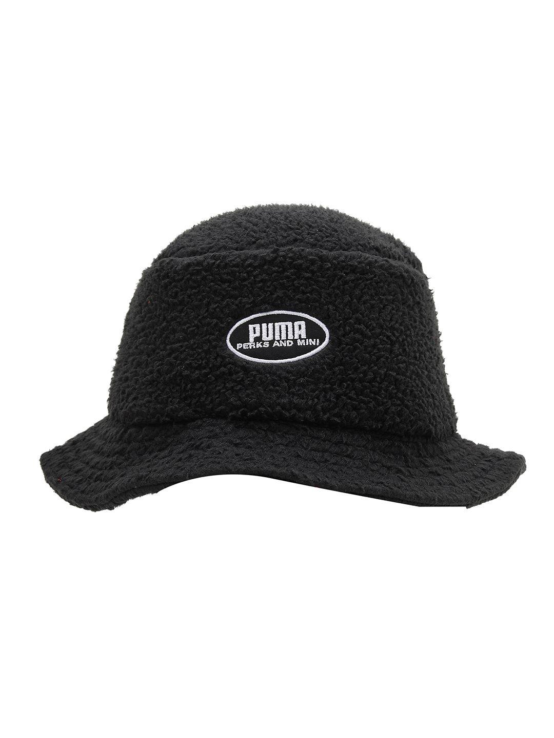 puma unisex black solid sherpa bucket hat