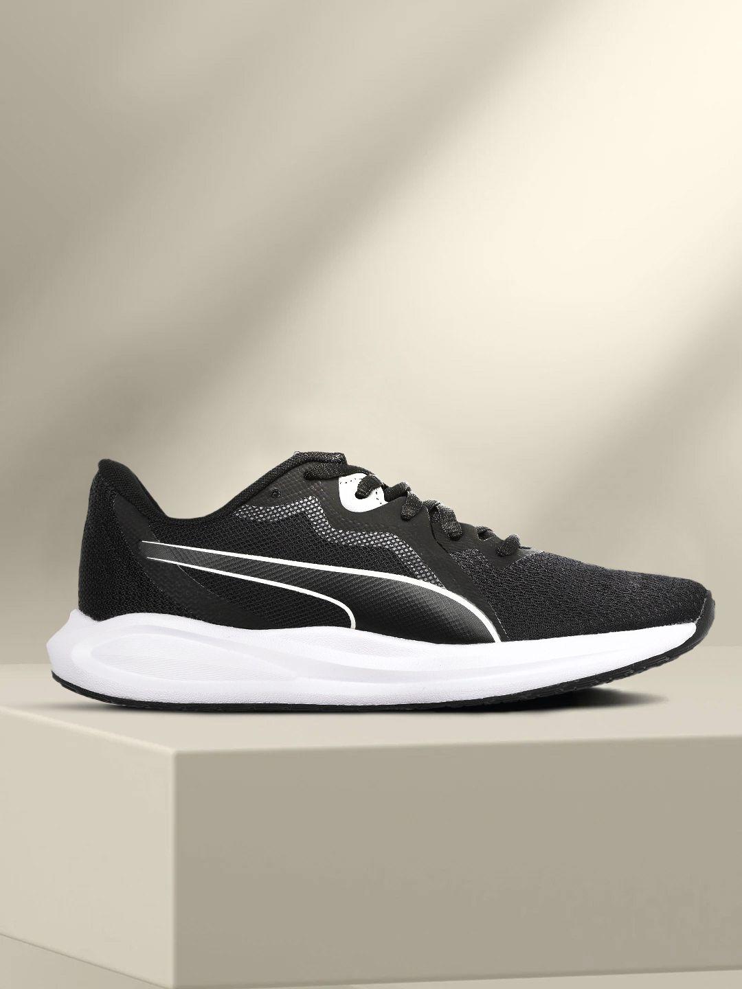 puma unisex kids black solid twitch runner softfoam+ regular running shoes