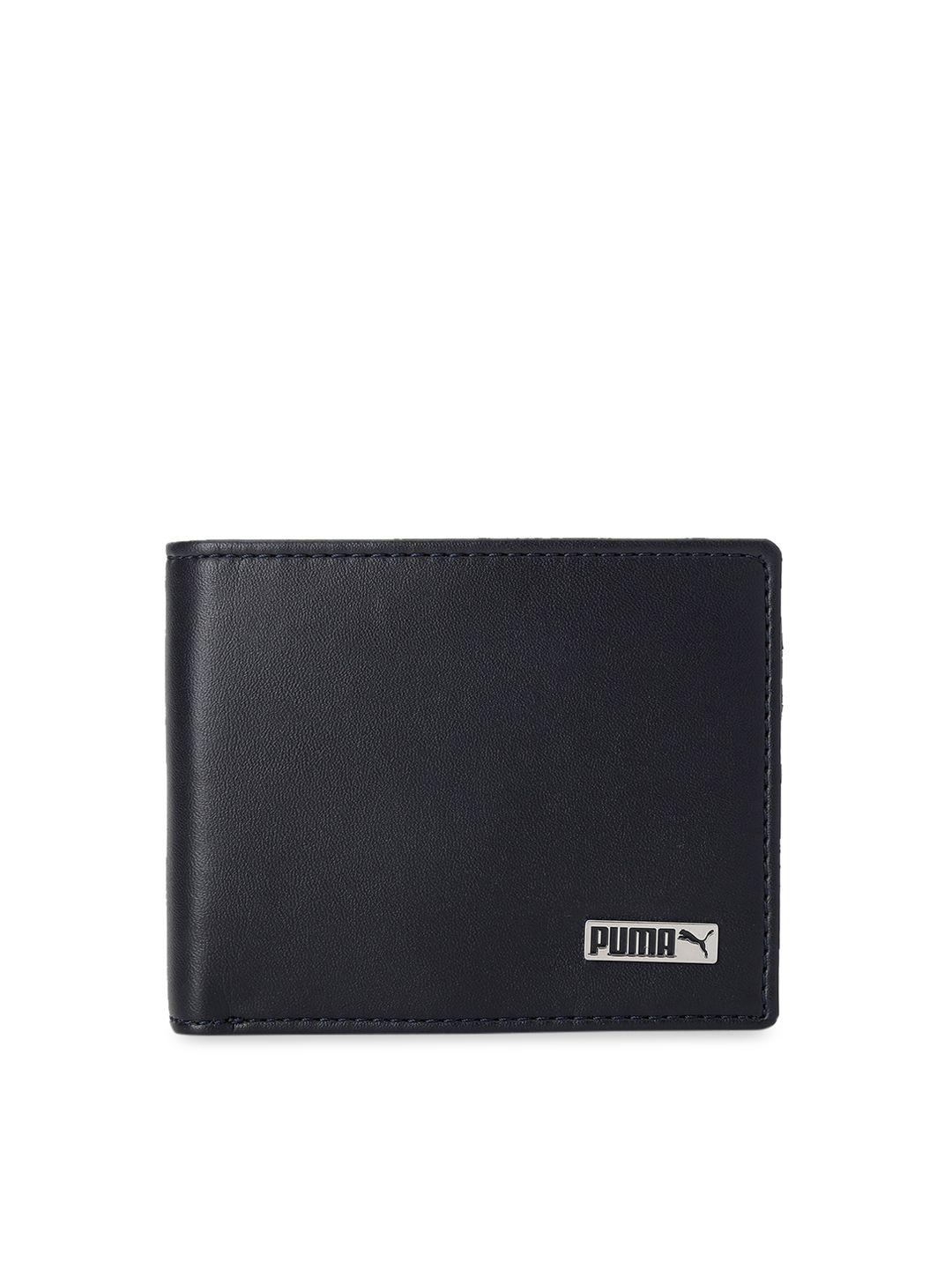 puma unisex navy blue solid two fold wallet