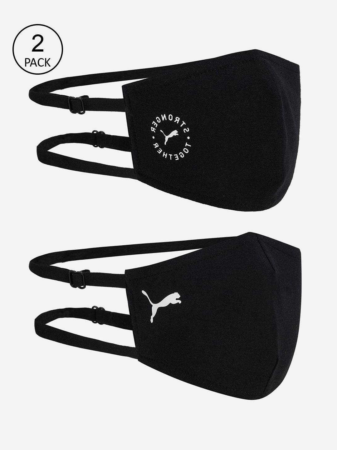 puma unisex pack of 2 5-ply black headband cloth face mask