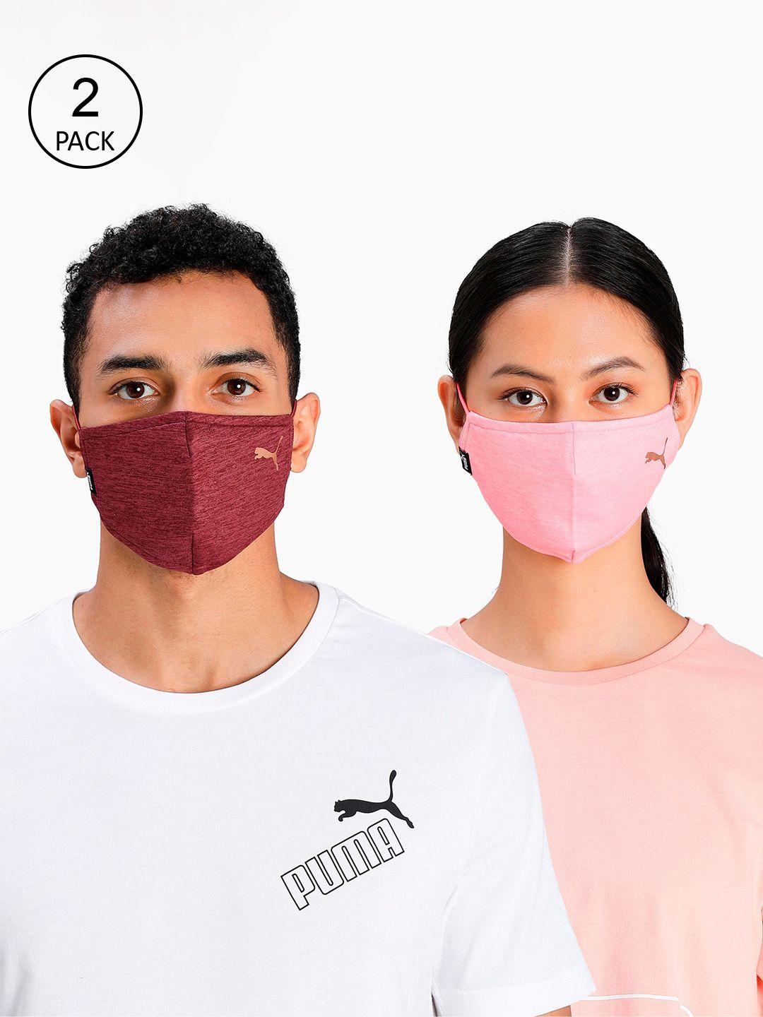 puma unisex pack of 2 solid 5-ply cotton protective outdoor face masks