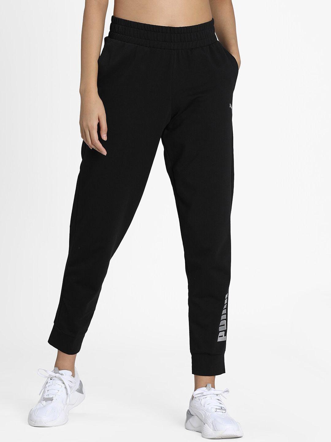 puma women black printed rtg knitted drycell sweatpants