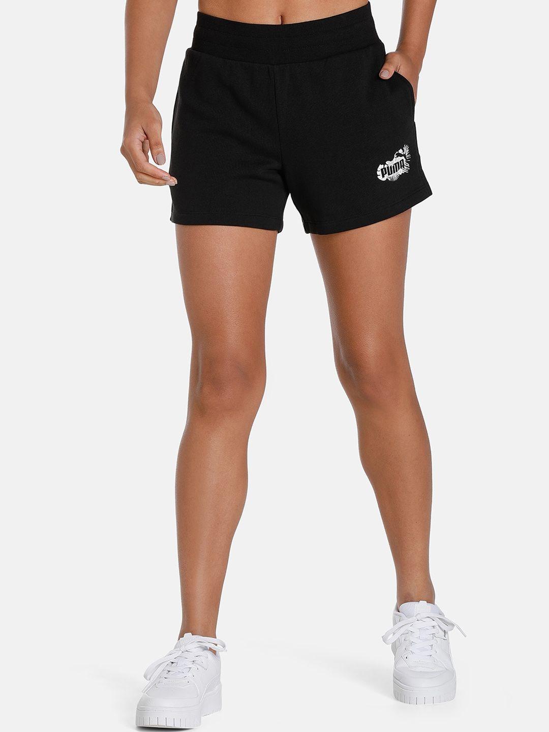 puma women essential+ flower power mid-rise shorts
