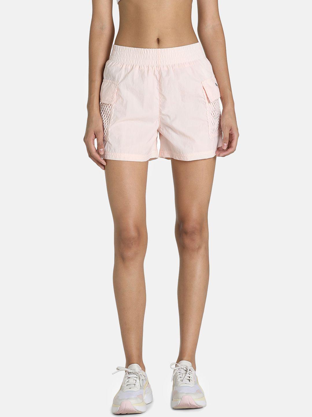 puma women pink solid evide short sports shorts