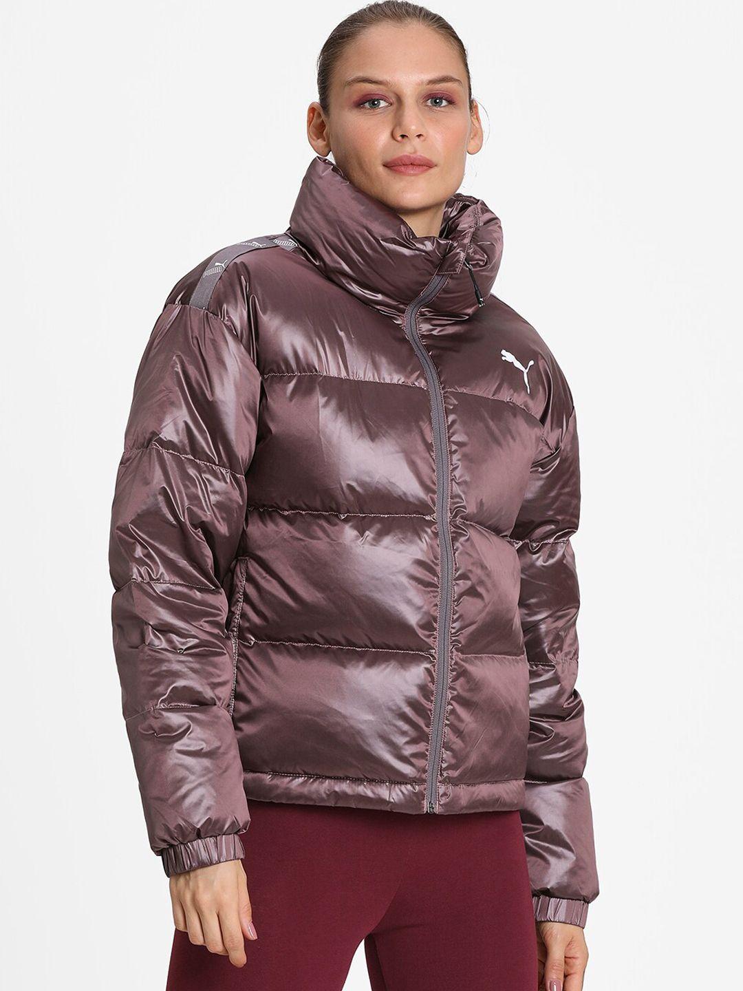 puma women rose pink shine down quilted jacket