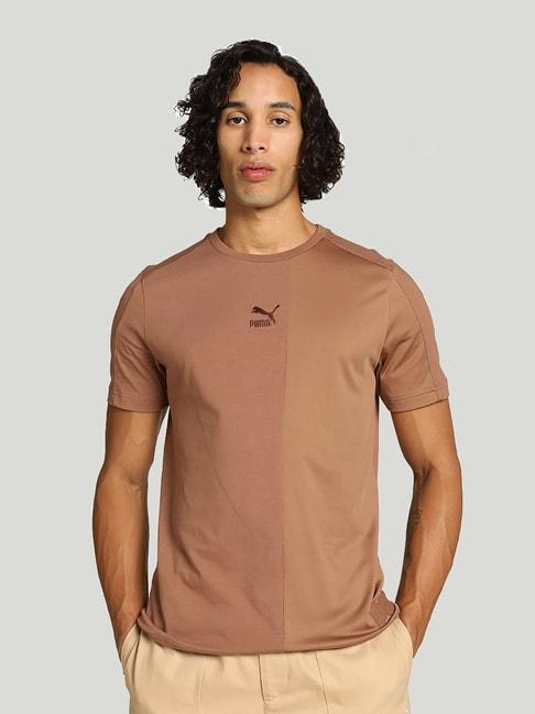 puma x one8 brown regular fit overlay t-shirt