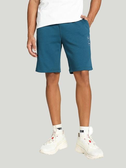puma x one8 elevated teal blue slim fit cotton shorts