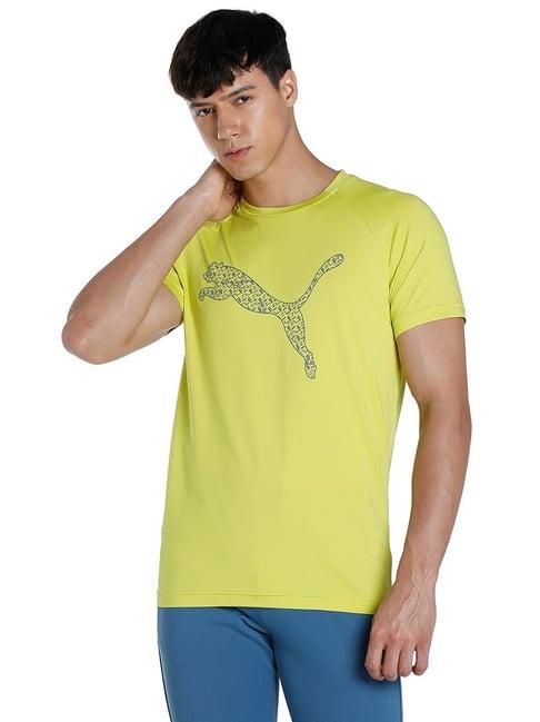 puma yellow slim fit printed t-shirt