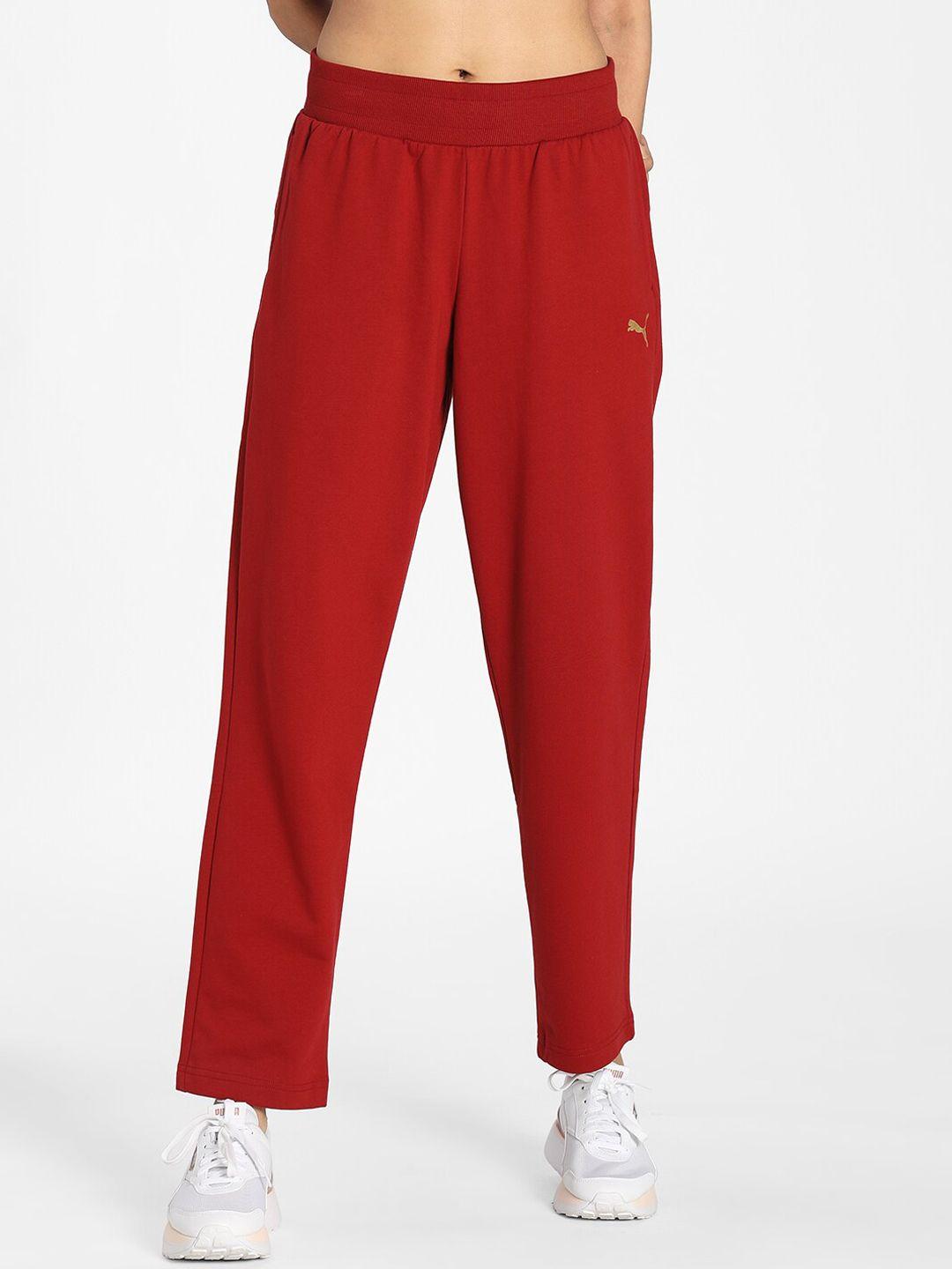 puma adult-women red regular fit solid track pants