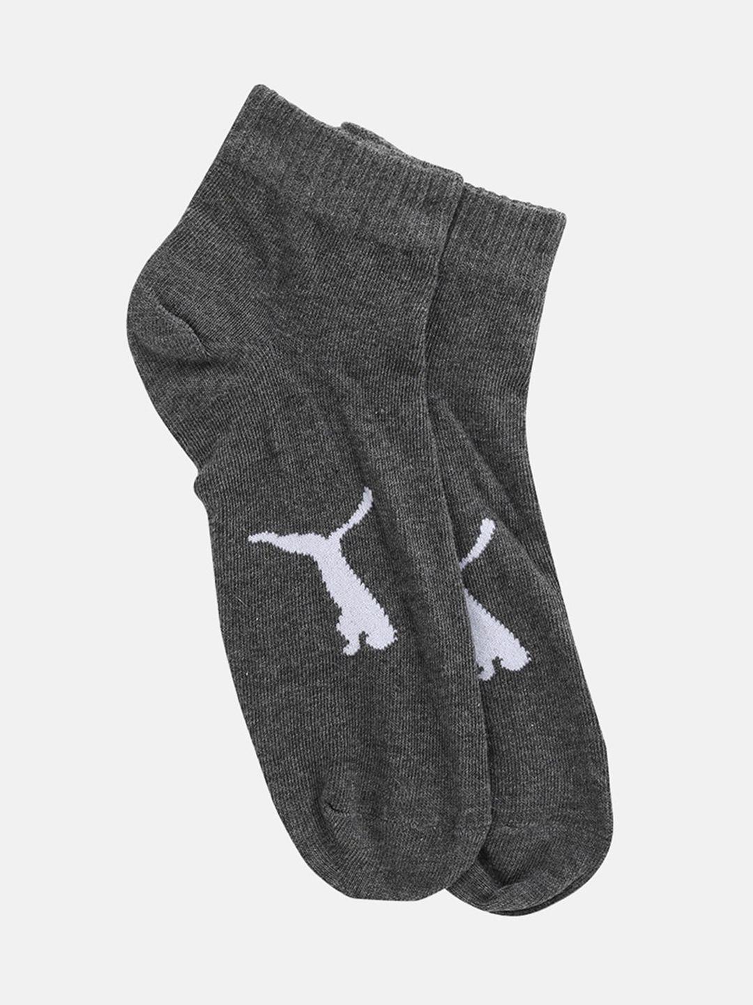 puma adults grey pack of 2 brand logo patterned ankle length socks
