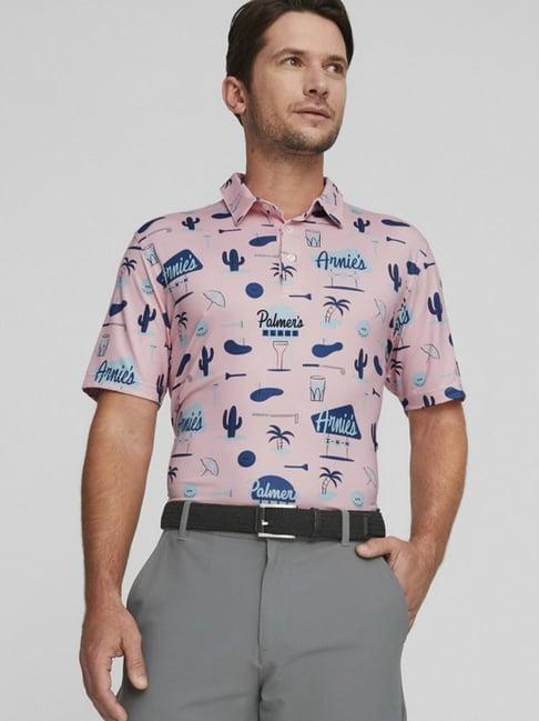 puma arnold palmer cloudspun pale pink performance fit printed sports polos